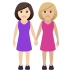 👩🏻‍🤝‍👩🏼 women holding hands: light skin tone, medium-light skin tone display on JoyPixels